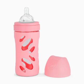 Biberão Anticólicas Vidro Twistshake 260ml Rosa Pastel