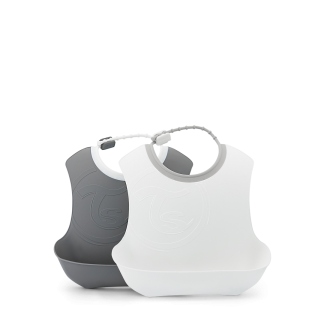 Babetes de Silicone Twistshake Cinzento e Branco 4m+ x 2 Un
