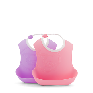 Babetes Silicone Twistshake Rosa Pastel e Lilás  4m+ x 2 Un
