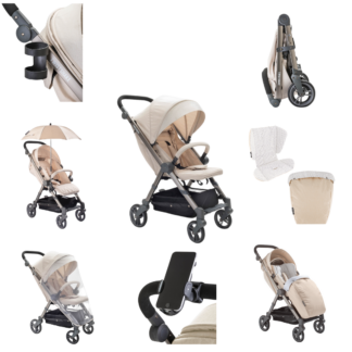 Conjunto de Carrinho Completo Twistshake + 6 Acessórios Bege