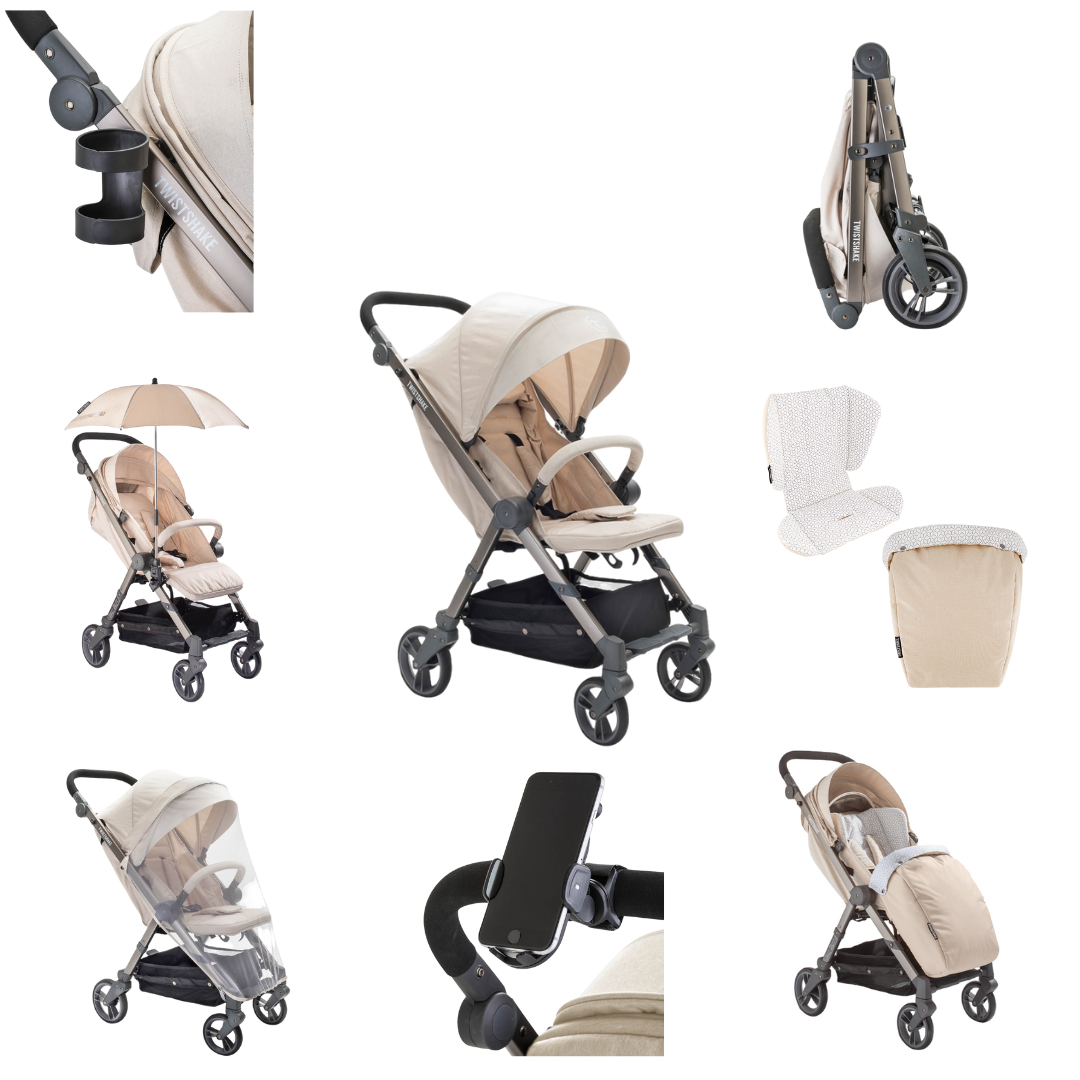 Conjunto de Carrinho Completo Twistshake + 6 Acessórios Bege