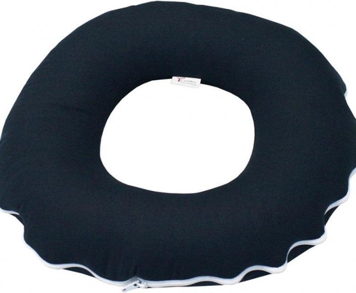 Almofada Anti-escara de algodão azul redonda c/furo 15x45cm